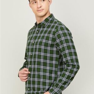 United Colors of Benetton Slim Fit Green Check Men's Shirt